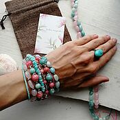 Украшения handmade. Livemaster - original item Multi-row pink mint bracelet. Amazonite, rhodochrosite, rose quartz.. Handmade.