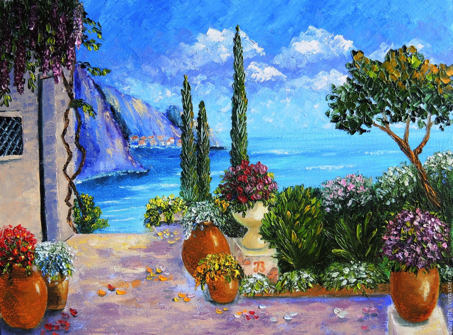 "By the sea" Oil painting Mediterranean заказать на