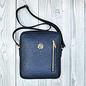 Сумки и аксессуары handmade. Livemaster - original item Men`s bag made of genuine ostrich leather, dark blue color.. Handmade.