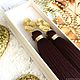 Earrings-brush Dark chocolate chocolate brown silk gold plated. Tassel earrings. GolDFenix. Online shopping on My Livemaster.  Фото №2