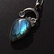 Pendant with labradorite 'Moonlit night in the steppe', silver, adult, Pendant, Moscow,  Фото №1