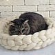 Вязанная лежанка для кошки из 100 % шерсти мериноса, круглая и мягкая, Лежанки, Улан-Удэ,  Фото №1
