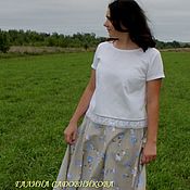 Льняное платье с вышивкой"Майская трава"