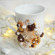 Mug with decor 'Winter fairy tale' white. Mugs and cups. Katy_Barysheva. My Livemaster. Фото №6