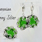 Украшения handmade. Livemaster - original item Imeria ring and earrings with green quartz in 925 silver HH0154. Handmade.