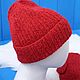 Заказать Комплект шапка и варежки красный ягодный букле меринос. Svetlana_Knitting. Ярмарка Мастеров. . Шапки Фото №3