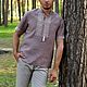 Льняная рубашка с вышивкой для стильного мужчины, Рубашки мужские, Чернигов,  Фото №1
