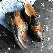 Обувь ручной работы. Ярмарка Мастеров - ручная работа Oxford shoes brown / chocolate black smooth sole. Handmade.