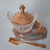 Посуда handmade. Livemaster - original item Caviar bowl Tub with sturgeon and lid on a slice of agate.. Handmade.