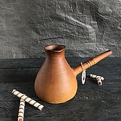 Набор чайный из глины Кокос.Глиняные чашки, чайник с фактурным декором