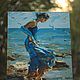 Picture Girl on the beach,acrylic. Pictures. alisaisana. Online shopping on My Livemaster.  Фото №2