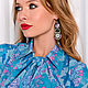 Blusa azul con arco 'Rosas', blusa en flores de oficina. Blouses. mozaika-rus. My Livemaster. Фото №5