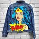 Заказать Джинсовка Супергерой. супермен. Wonder Woman Чудо-женщина. Superman. Ольга  (nigelolart). Ярмарка Мастеров. . Куртки Фото №3