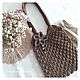 Mocha Macrame String Bag with Flower. String bag. Makrame s karelskoj dushoj. Ярмарка Мастеров.  Фото №5
