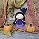 Set of Autumnal textile doll witch, pumpkin, runner – Halloween decor. Gifts for all ages. Svetlenky dolls and handmade toys. Fair Masters
