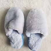 Обувь ручной работы handmade. Livemaster - original item Blue sheepskin slippers /natural fur. Handmade.