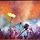 The orange-and-purple field of wild flowers oil painting, Pictures, St. Petersburg,  Фото №1