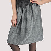 Одежда handmade. Livemaster - original item Skirt grey jacquard lined with elastic MIDI. Handmade.