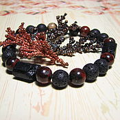 Украшения handmade. Livemaster - original item Tourmaline sherl bracelet, lava, red jasper Male talisman. Handmade.