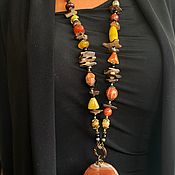 Работы для детей, handmade. Livemaster - original item Long beads made of natural stones, women`s boho jewelry to buy. Handmade.