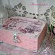 Чайная шкатулка из дерева Розовый винтаж, Шкатулки, Москва,  Фото №1