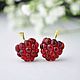 Crimson stud earrings (carnations), glossy, Stud earrings, Moscow,  Фото №1