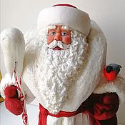 Сувениры и подарки handmade. Livemaster - original item Santa Claus under the tree of cotton wool with a staff and bullfinch as a child.. Handmade.