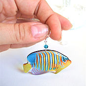 Украшения handmade. Livemaster - original item Transparent Earrings Nautical Fish Yellow Stripe Blue Tropics Sea Ocean. Handmade.