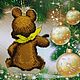 Вышитая ёлочная игрушка Медвежонок с мёдом. Елочные игрушки. Натали Broderie a la main (Broderie-main). Интернет-магазин Ярмарка Мастеров.  Фото №2