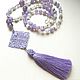 Necklace with pendant 'Wisteria' (amethyst, adular,filigree, brush), Necklace, Moscow,  Фото №1