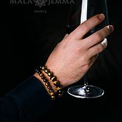 skull bracelet men's 12mm beads mix with silver lock
