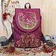 Canvas backpack with 'Cherry in chocolate' embroidery', Backpacks, Rybinsk,  Фото №1