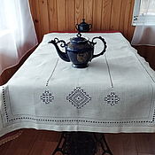 Для дома и интерьера handmade. Livemaster - original item Linen tablecloth, stitch embroidery 110/65 cm.. Handmade.