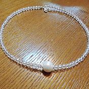 Украшения handmade. Livemaster - original item Choker made of rock crystal and 925 silver with natural pearls. Handmade.