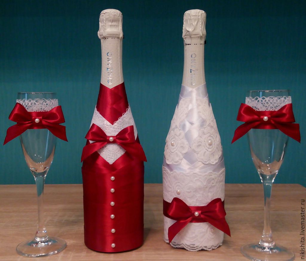 Свадебное шампанское и бокалы фото