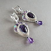 Украшения handmade. Livemaster - original item Silver Earrings with Amethyst, Purple Drop Earrings with Pendants. Handmade.