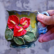 Посуда handmade. Livemaster - original item Mug with decor 