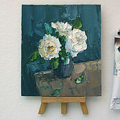 Картины и панно handmade. Livemaster - original item Mini painting, still life with flowers. Handmade.