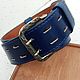 Men's belt,personalized, blue color, Straps, Kineshma,  Фото №1