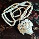 Necklace 'Flower basket' bone carving, Vintage necklace, Ramenskoye,  Фото №1