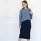 Pencil skirt narrowed midi blue knitted tight-fitting viscose. Skirts. mozaika-rus. My Livemaster. Фото №5