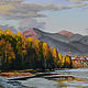 Осенний вечер на реке Кокса. Картины. Сафронова Наталья (Painting-Altai). Интернет-магазин Ярмарка Мастеров.  Фото №2