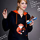 Order Women's Fox Sweatshirt, Long Black Loose Sweatshirt, Hoodie. Lara (EnigmaStyle). Livemaster. . Sweater Jackets Фото №3