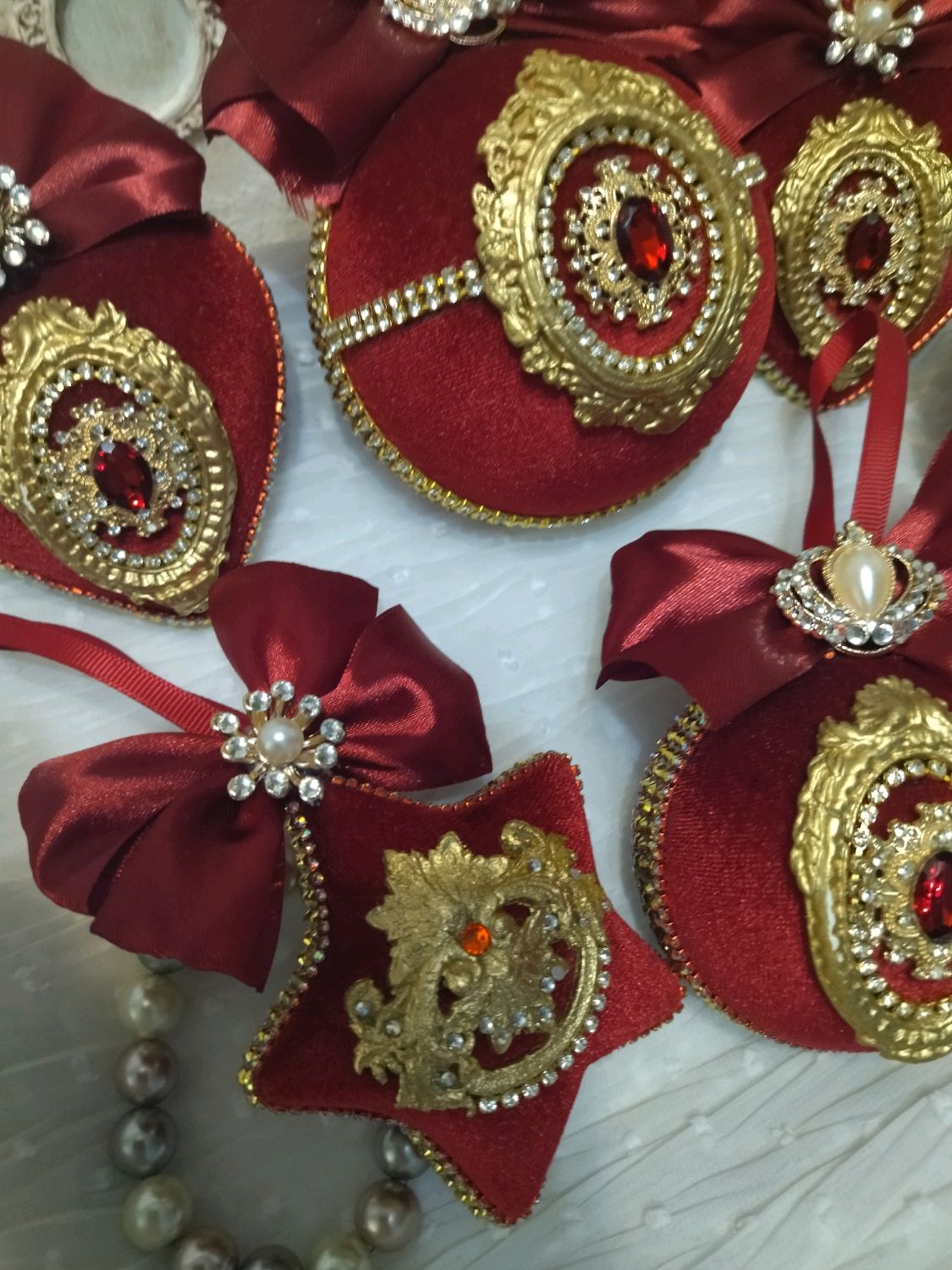 Комплект новогодних подвесок из бархата купить в интернет-магазине ...