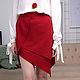 Мини юбка бутон, асимметричная темно-красная юбка из крепа, Юбки, Новосибирск,  Фото №1