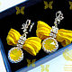 Earrings with Shibori silk ribbon, swarovski crystals yellow silver Bo, Earrings, Sevastopol,  Фото №1