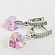 Swarovski heart earrings silver pink. Earrings. JEWEL OLGA. Online shopping on My Livemaster.  Фото №2