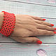 Tatting lace bracelet Bright coral, Bead bracelet, Sevastopol,  Фото №1
