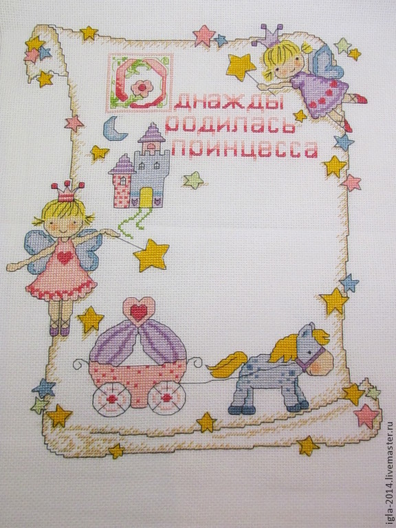 Купить ТМ - Схема для вышивки бисером Детская метрика Принцесса | Мамино лукошко