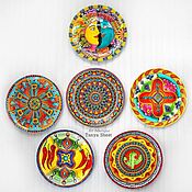 Набор декоративных тарелок "Совы" ручная роспись